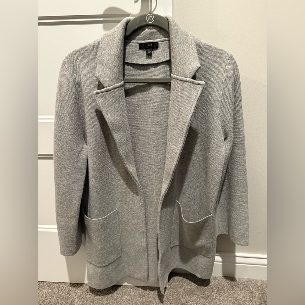 J Crew Sophie open-front sweater-blazer, size S, light gray